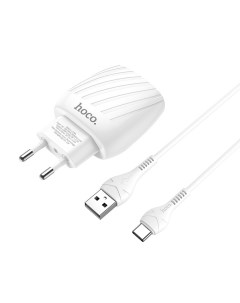 Сетевое зарядное устройство C78A Max energy 2 USB Type C cable белое Hoco