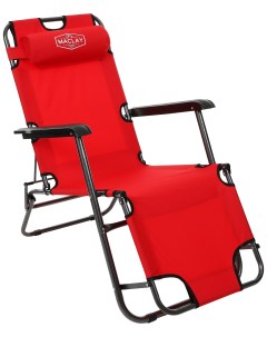 Кресло шезлонг туристическое с подголовником 153х60х30 см до 100 кг красный Maclay