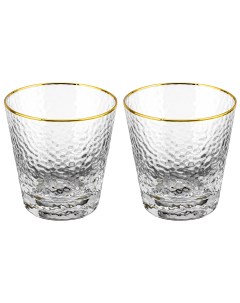 Набор 2 х стаканов Crystal glass 300 мл 9х9х9 5 см с золотой каймой Elan gallery
