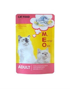 Консервы для кошек Adult тунец и макрель в желе 12шт по 80г Me-o