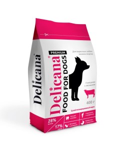 Сухой корм для собак Premium для мелких пород говядина овощи 0 4кг Delicana