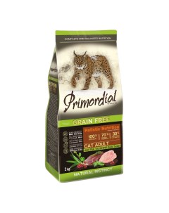 Сухой корм для кошек беззерновой утка и индейка 2 кг Primordial