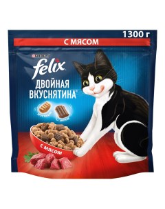 Сухой корм для кошек Двойная вкуснятина с мясом 1 3 кг Felix