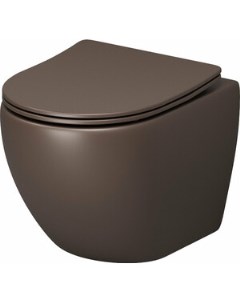 Унитаз подвесной безободковый Color с сиденьем микролифт коричневый матовый GR 4455BRMS Grossman