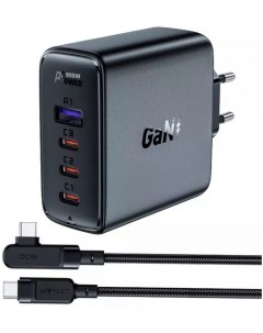 Зарядное устройство сетевое A37 PD100W GaN 3 USB C USB A charger set EU Цвет черный Acefast