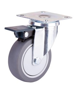 Колесо поворотное с тормозом с площадкой 75 мм максимальная нагрузка 50 кг цвет серый Без бренда