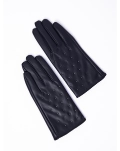 Утеплённые перчатки из экокожи с заклёпками и флисом Zolla
