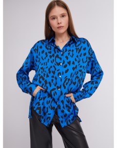 Атласная рубашка оверсайз силуэта с леопардовым принтом Zolla