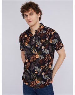 Рубашка из вискозы с тропическим принтом Zolla