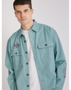 Куртка рубашка из хлопка с принтами надписями и нагрудными карманами Zolla
