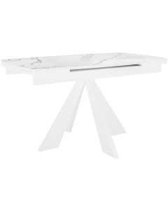 Стол SKU120 Керамика Белый мрамор подстолье белое опоры белые Dikline