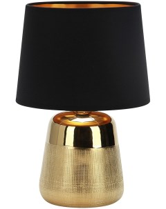 Настольная лампа 1х40Вт Е14 металл ткань золото черный Escada