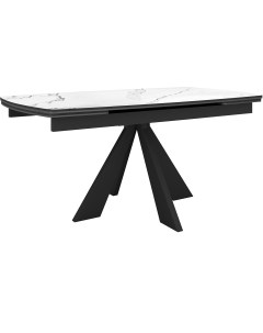 Стол SKU140 Керамика Белый мрамор подстолье черное опоры черные Dikline