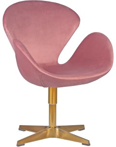 Кресло дизайнерское розовый велюр BLUVEL52 золотое основание 69A LMO SWAN SWAN цвет сиденья розовый  Dobrin