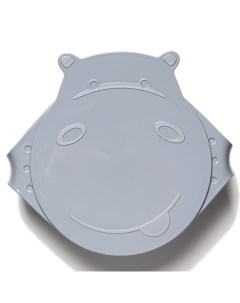 Тарелка Play with Me Hello Hippo с крышкой 15 см серая Lalababy