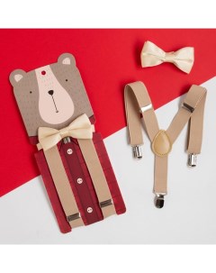 Новогодний набор для мальчика Медведь подтяжки и галстук бабочка р р 75 см поли Kaftan