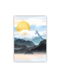Картина на холсте для интерьера Солнце в горах 40х60 см Печатник