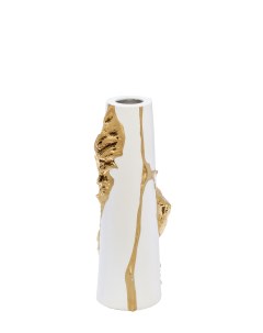 55RV5203M Ваза керамическая белая с золотым декором 10 9 24см Garda decor