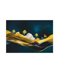 Картина на холсте для интерьера Золотой олень 60х40 см Печатник