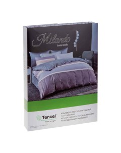 Комплект постельного белья Полосы полутораспальный тенсель 50 х 70 см серый Milando