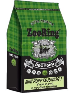 Сухой корм для щенков Mini Puppy Junior 1 мини пород Утка и рис 10 кг Zooring