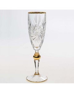 Набор бокалов для шампанского Pinwheel золотой шар 180 мл 6 шт Bohemia jihlava