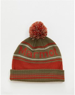 Красная шапка бини в стиле ретро с помпонами Marmot