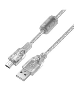Кабель Mini USB 2 0 Bm USB 2 0 Am экранированный 1м прозрачный GCR UM1 GCR UM1M5P BD2S 1 0m Greenconnect