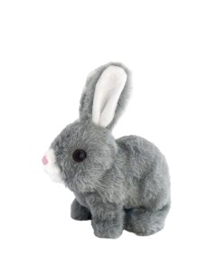 Кролик интерактивный на батарейках серый Мягкая игрушка прыгающий Зайчик Nobrand