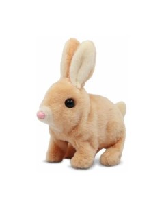 Кролик интерактивный на батарейках бежевый Мягкая игрушка прыгающий Зайчик Nobrand
