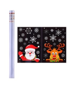 Наклейка новогодняя для декора новогодний привет S1568 Снеговичок