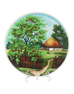 Декоративная тарелка панно Сельская идиллия из керамики Russia the great