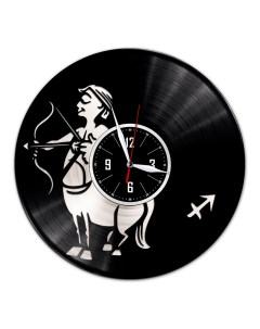 Настенные часы из винила Знак зодиака Стрелец с серебряной подложкой (c) vinyllab