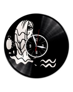 Настенные часы из винила Знак зодиака Водолей с серебряной подложкой (c) vinyllab