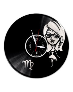 Часы из виниловой пластинки Знак зодиака Дева с серебряной подложкой (c) vinyllab