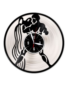 Настенные часы из винила Знак зодиака Водолей с серебряной подложкой (c) vinyllab