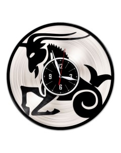 Настенные часы из винила Знак зодиака Козерог с серебряной подложкой (c) vinyllab