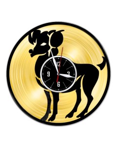 Часы из виниловой пластинки Знак зодиака Овен с золотой подложкой (c) vinyllab