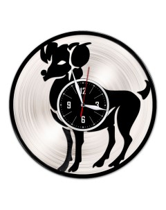 Часы из виниловой пластинки Знак зодиака Овен с серебряной подложкой (c) vinyllab