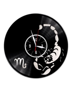 Настенные часы из винила Знак зодиака Скорпион с серебряной подложкой (c) vinyllab