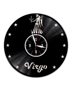 Часы из виниловой пластинки Знак зодиака Дева с серебряной подложкой (c) vinyllab
