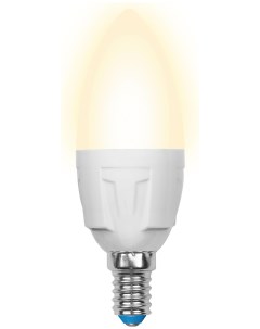 Лампа светодиодная UL 00000768 E14 7W 3000K свеча матовая LED C37 7W WW E14 FR PLP01WH Uniel