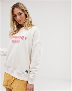 Свитшот с логотипом с набивкой флок Superdry