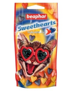 Лакомство для кошек Sweet Hearts разноцветные сердечки морепродукты 150 шт 60 г Beaphar