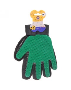 Расческа перчатка для кошек и собак Друг на липучке зеленая 23см Ultramarine
