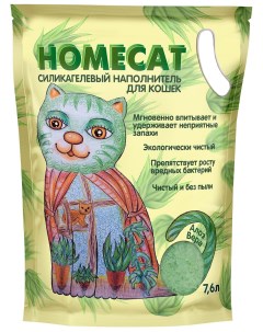 Наполнитель для туалета кошек Алоэ вера силикагелевый 4 шт по 7 6 л Homecat
