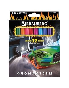 Фломастеры InstaRacing 12 цветов вентилируемый колпачок карт упаковка Brauberg