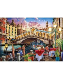 Алмазная мозаика Кафе в Венеции 30х40 см 24 цвета частичное заполнение Рыжий кот