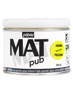 Акриловая краска Mat Pub 3 экстра матовая Желтая флуоресцентная 500 мл Pebeo