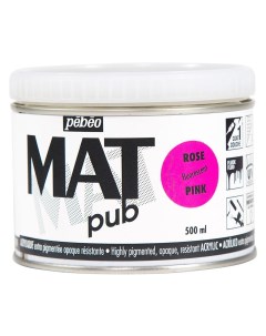 Акриловая краска Mat Pub 3 экстра матовая Розовая флуоресцентная 500 мл Pebeo